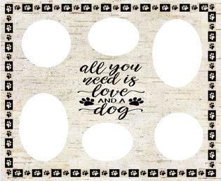 all you need is love and a dog collage, magnetic collage,magnetic collage, magnetic frame, fridge frame, magnetic fridge frames, fridge frames, frames for the fridge, fridge, frames, collages, magnets, magnet collage, magentic frame