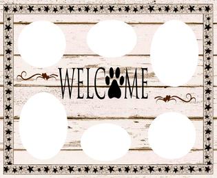 welcome black paw collage, magnetic collage,magnetic collage, magnetic frame, fridge frame, magnetic fridge frames, fridge frames, frames for the fridge, fridge, frames, collages, magnets, magnet collage, magentic frame