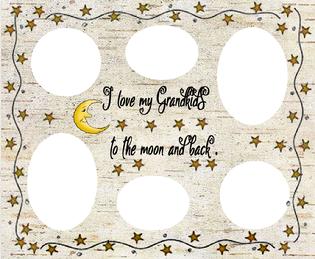 love grandkids to moon and back whitecollage, magnetic collage,magnetic collage, magnetic frame, fridge frame, magnetic fridge frames, fridge frames, frames for the fridge, fridge, frames, collages, magnets, magnet collage, magentic frame