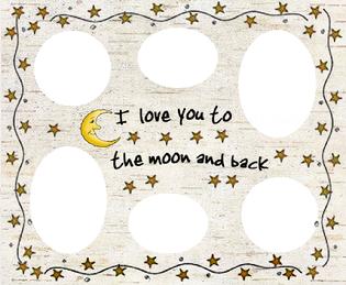 love you to the moon and back white collage, magnetic collage,magnetic collage, magnetic frame, fridge frame, magnetic fridge frames, fridge frames, frames for the fridge, fridge, frames, collages, magnets, magnet collage, magentic frame