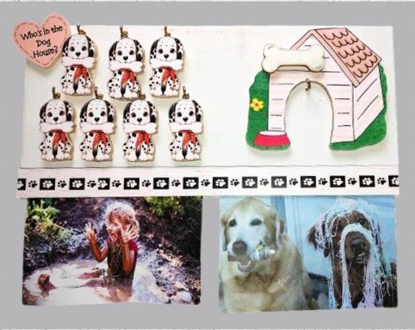 Someone in your house naughty?  Put them in the Doghouse, each dog can be personalilzed.  You can also hang photos off the bottom withi the Magnetic Photo Border.
